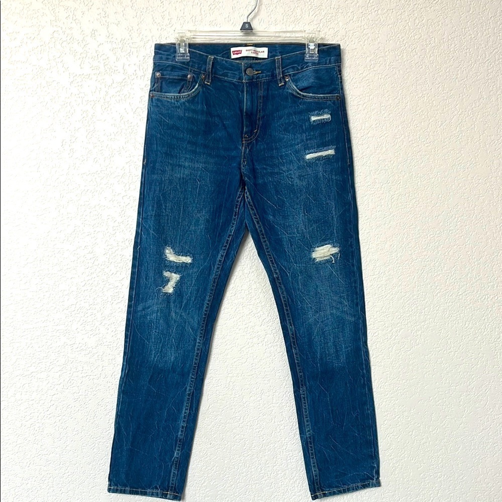 Levi's Denim Jean Regular Taper Distressed Blue size 16